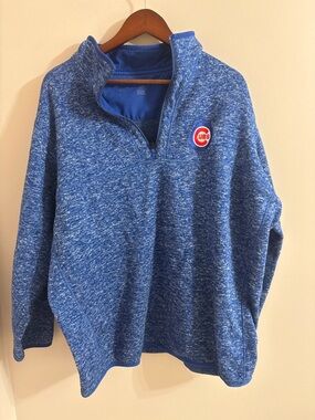 Chicago Cubs Blue Heather Quarter-Zip Pullover